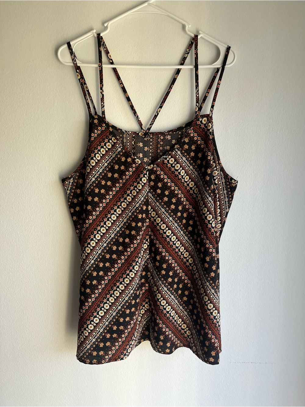 Women’s Black Floral Strappy Tank Top